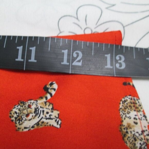 Nwot Leopard-Print Ruffle-Neck Long Sleeve Blouse-Reddish Orange-1P/8 - Picture 15 of 16